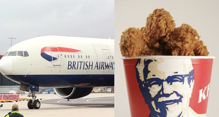 KFC, Resa, Flygplansmat